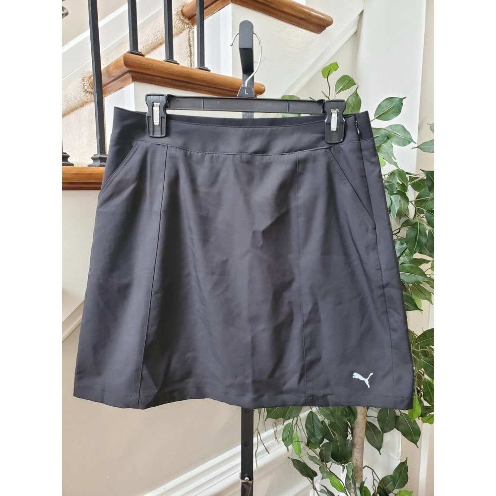 Puma Pounce Solid Black Polyester Comfort Waist A-Line Active Wear Skort Size M